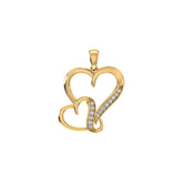 Double Heart 10K Yellow Gold Diamond Pendant